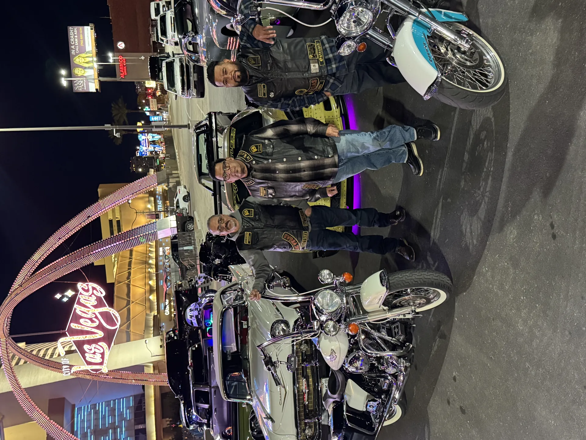 Riders Out of Darkness at the Las Vegas sign